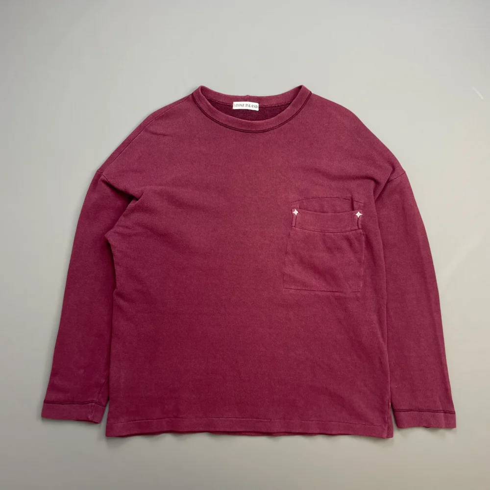 Stone Island Maroon 80s Compass Stitch Pocket Jumper