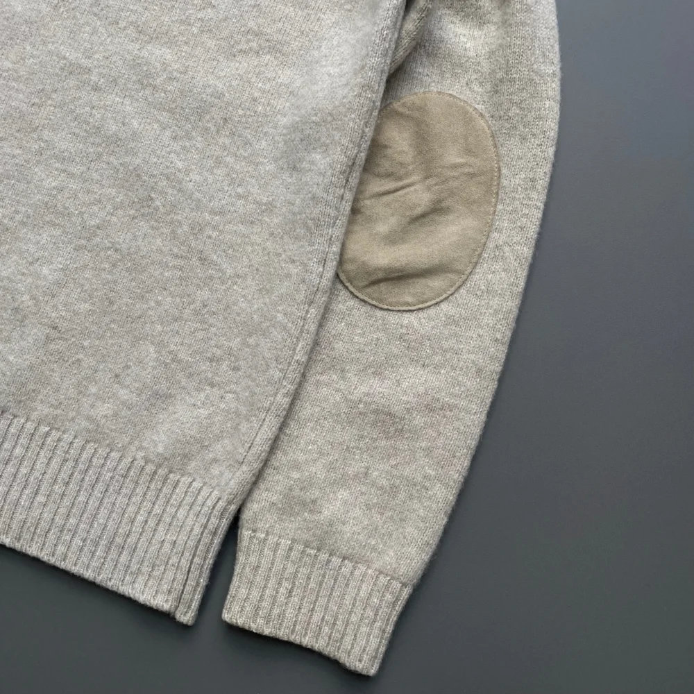 Prada Sport Grey Beige 00s Wool Knit Leather Patch Crewneck Jumper - 5