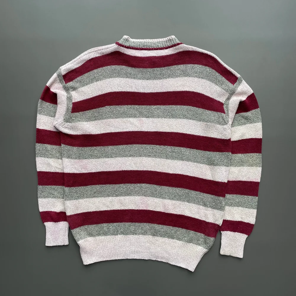 Emporio Armani Red, Grey & White 80s Knit Jumper - 3