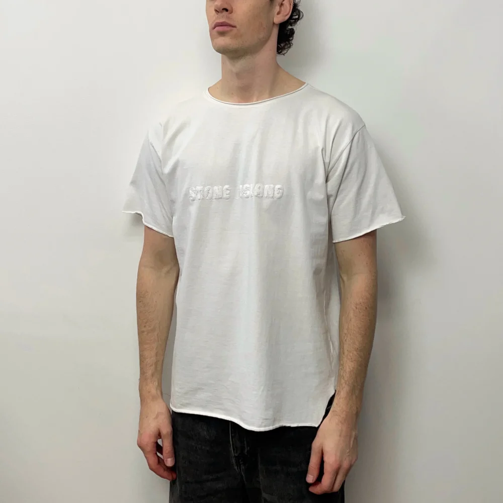 Stone Island White 90s Graphic Stitch Spellout Tee - 2