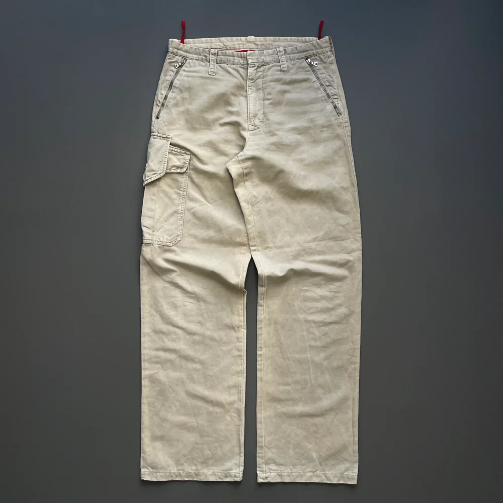 Prada Sport Beige 00s Cotton Linen Asymmetrical Cargo Trousers