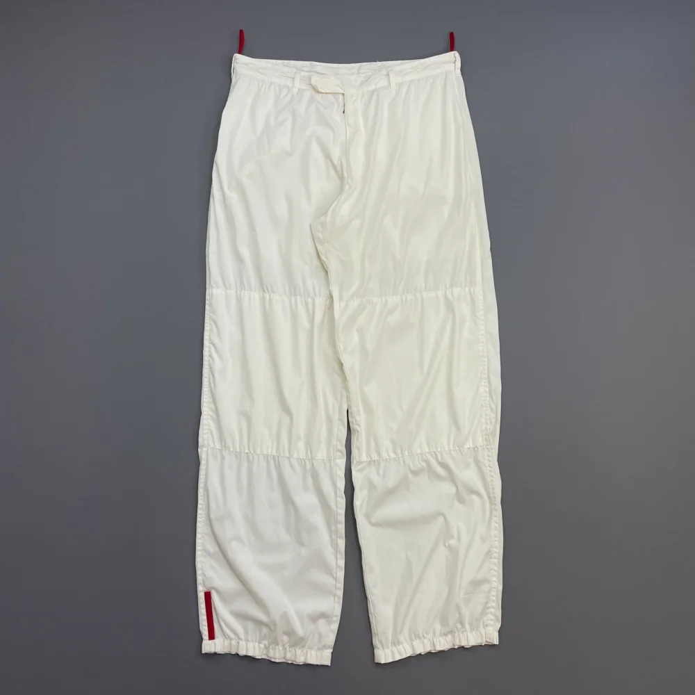 Prada Sport White SS00 Lightweight Cotton Parachute Pant Shell Trousers