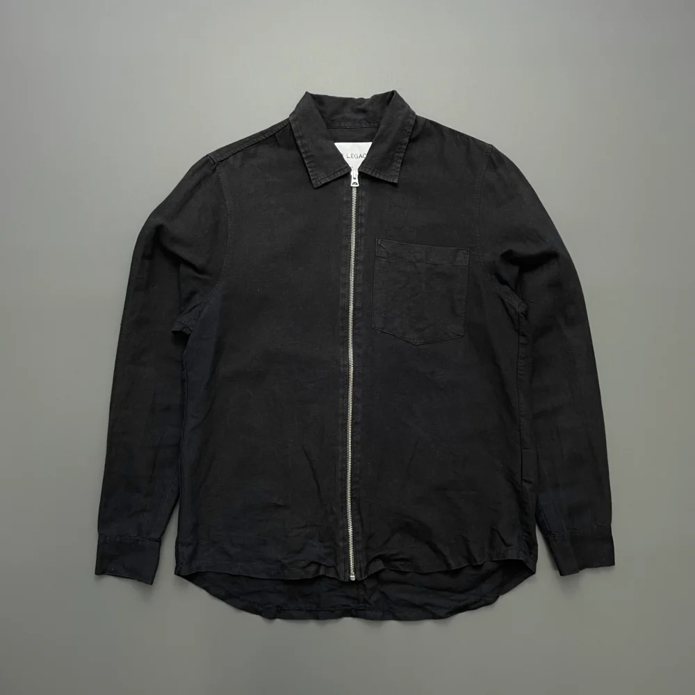 Our Legacy Black SS16 Linen Blend Zip Shirt