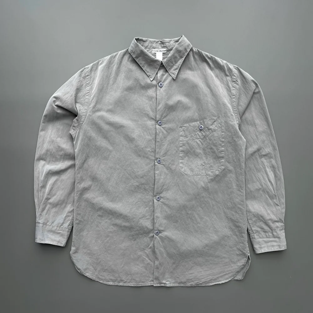 Stone Island Grey 00s Minimalist Embroidered Emblem Shirt