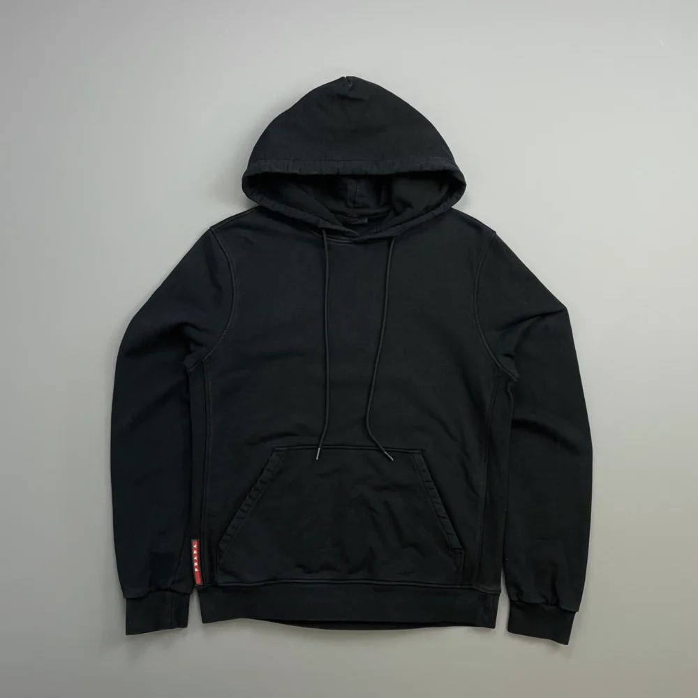 Prada Sport Black 2016 Cotton Pullover Drawstring Hoodie