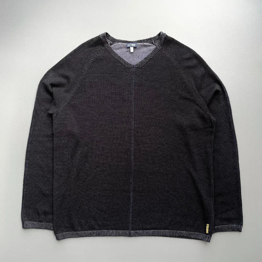 Armani Jeans Black & Blue 00s Contrast Stitch Knit Jumper