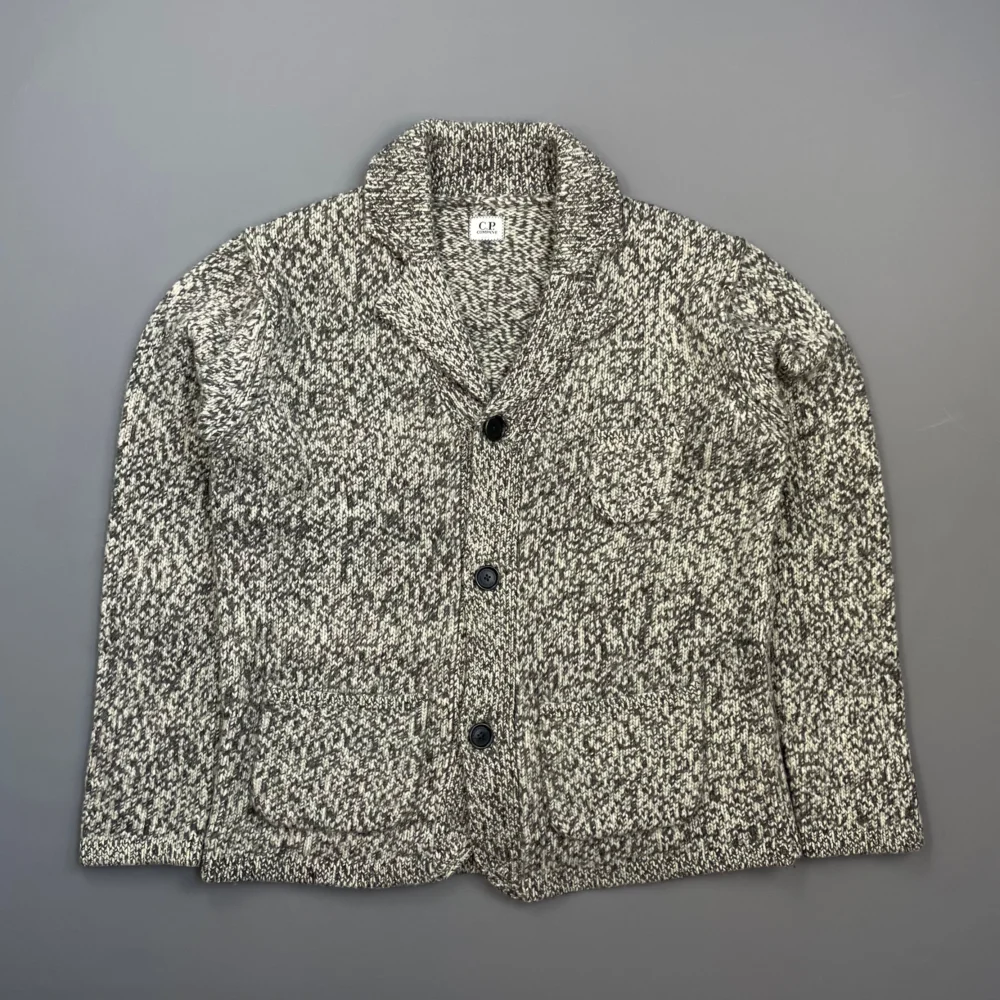 C.P. Company Grey Speckled Wool Knit Cardigan Jacket