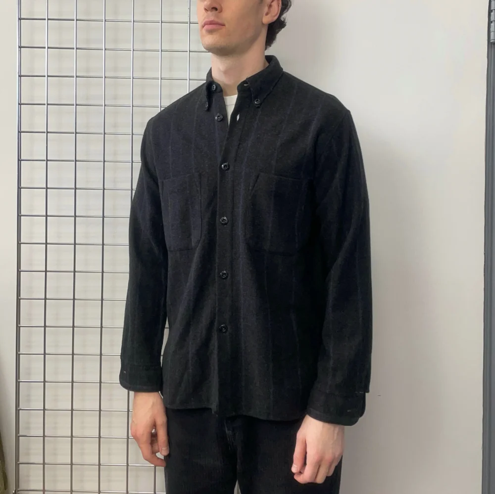 Stone Island Dark Grey AW94 Wool Contrast Stripe Shirt - 2