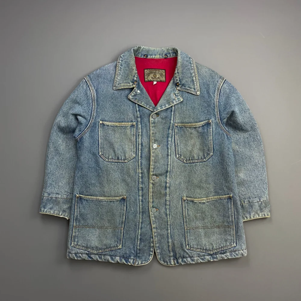 Armani Jeans Blue 90s Denim Heavyweight Wool-Lined Chore Workwear Jacket
