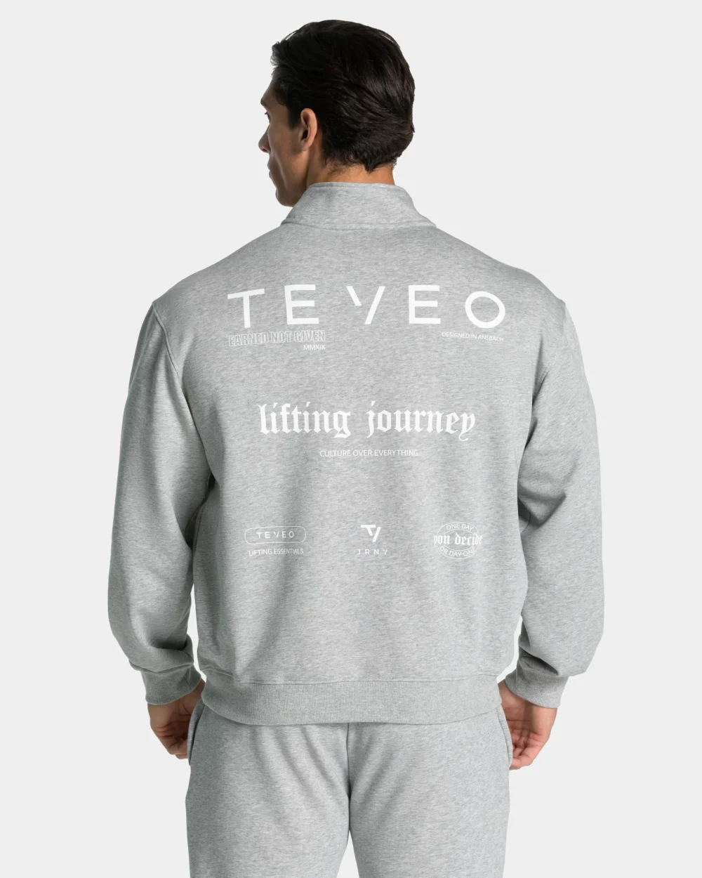 Lifting Journey Half Zip Sweater ‘Light Grey Marl’