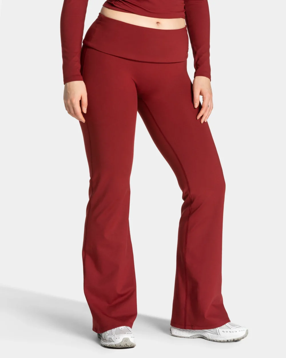 Mellow Fold Over Flared Leggings (Regular) ‘Burgundy’