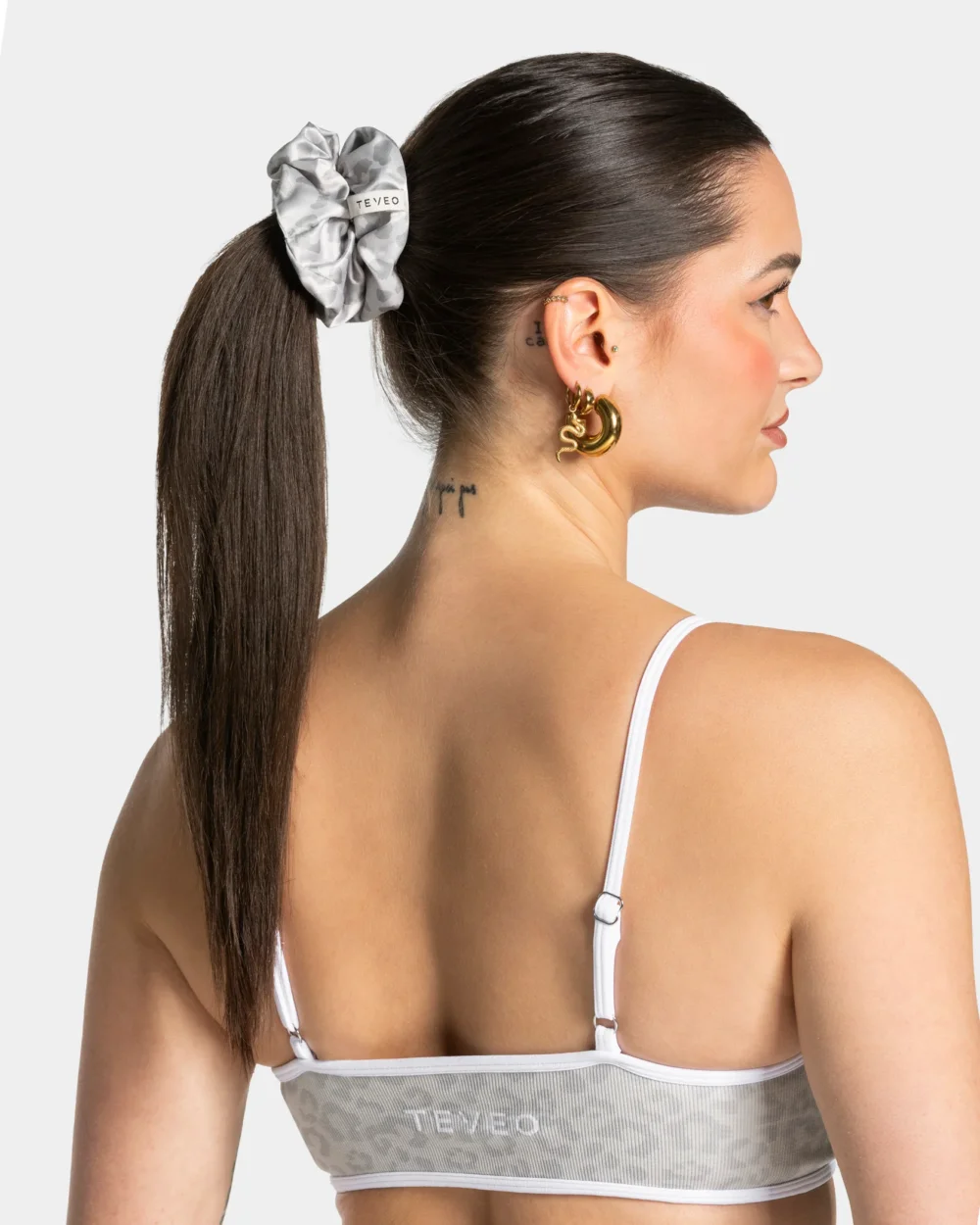 Contrastline Scrunchies (Pack of 2) ‘Light Grey/Leopard Print’