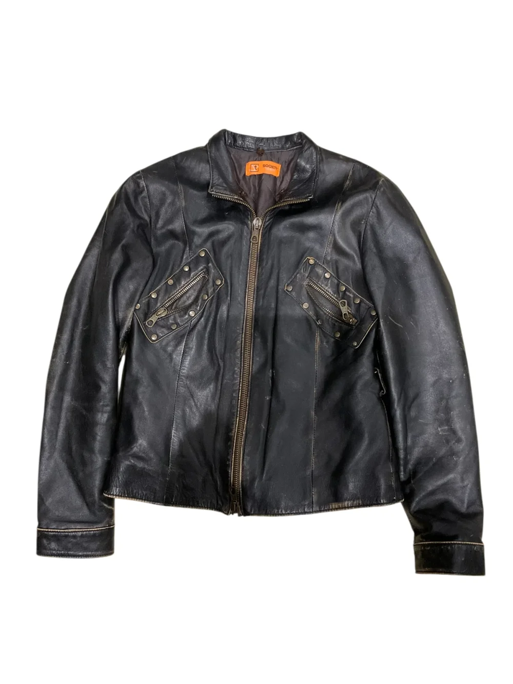 Vintage Black Worn Leather Jacket