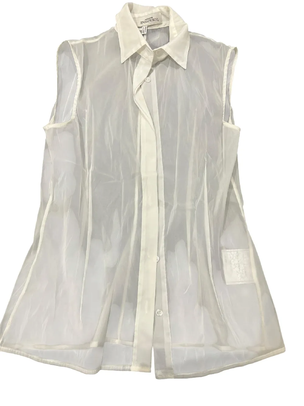 Enzo Fusco White Transparent Sleeveless Shirt