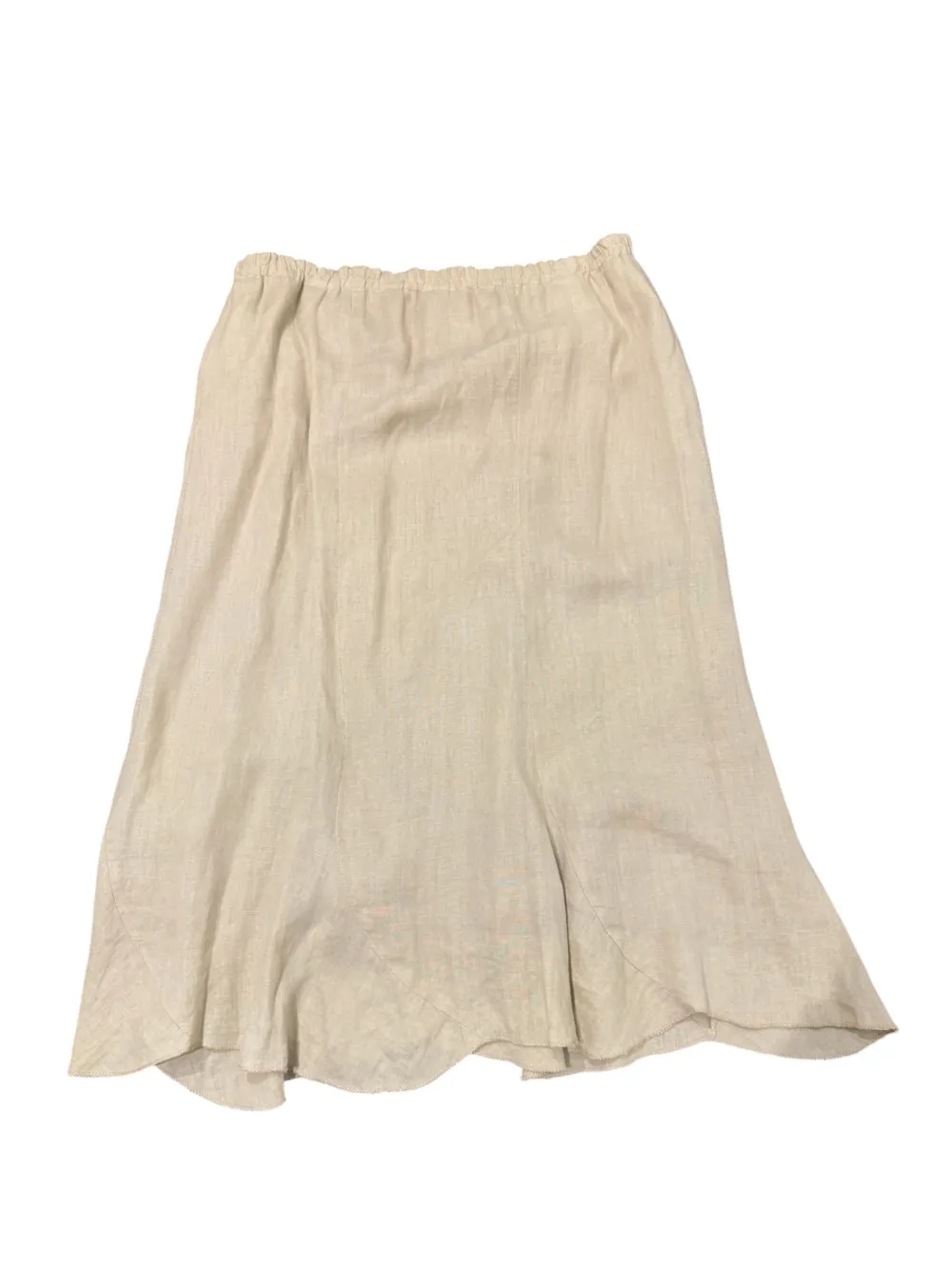 Vintage Beige Linen Mid Skirt