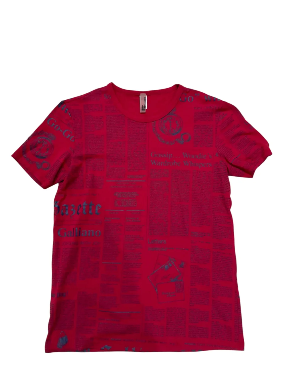John Galliano Red News Paper Print T-Shirt