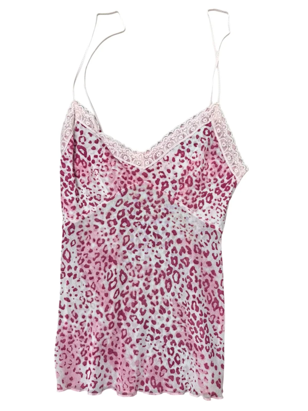 Vintage Mesh Pink Leopard Print Top