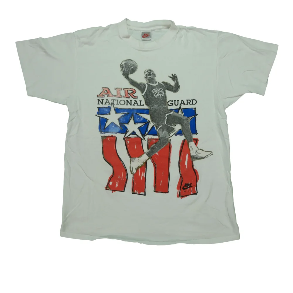 Vintage NIKE Air National Guard Michael Jordan Olympics T Shirt 80s 90s White XL