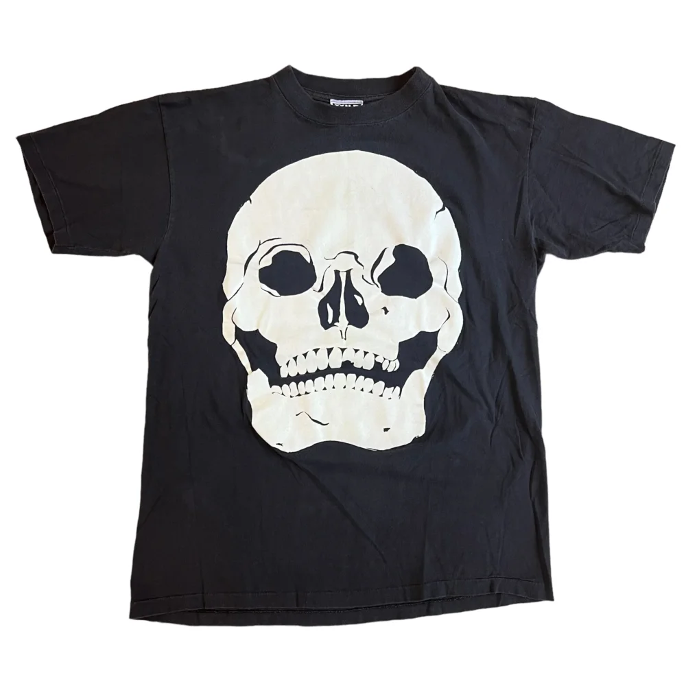 Vintage WILD ELEPHANT Skull Skeleton Rattle My Bones Glow In The Dark T Shirt 90s Black L