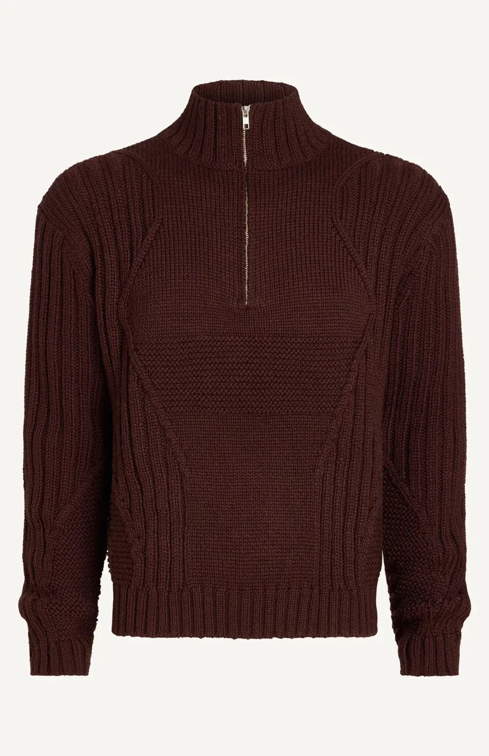 3 Knit Structure Half Zip Pullover