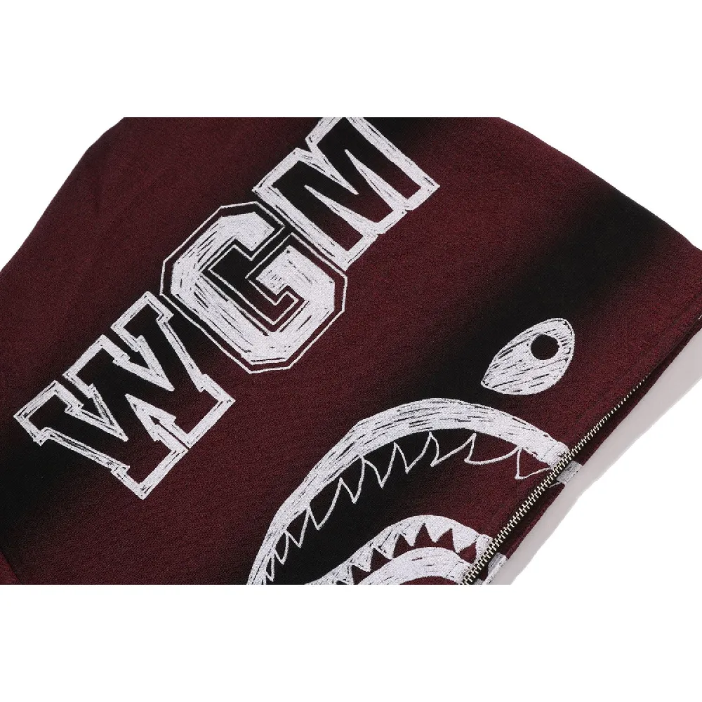 HAND DRAW FOOTBALL SHARK RELAXED FIT FULL ZIP HOODIE MENS - 4