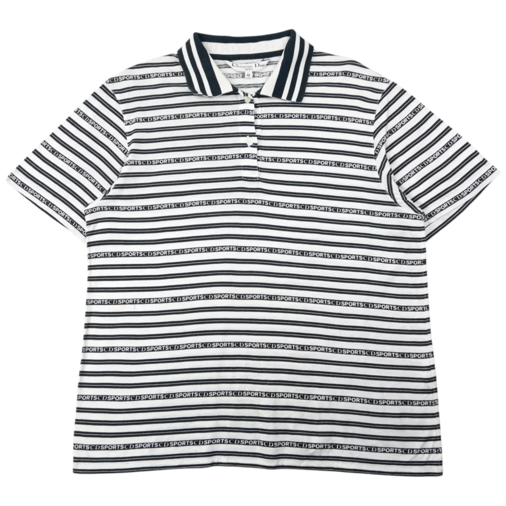 Vintage 90s Dior Sports Striped Polo Shirt Womens Size M