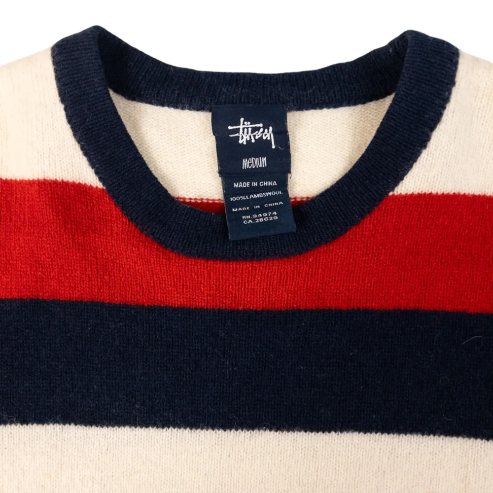 Vintage Stussy Striped Knit Jumper Size S - 3
