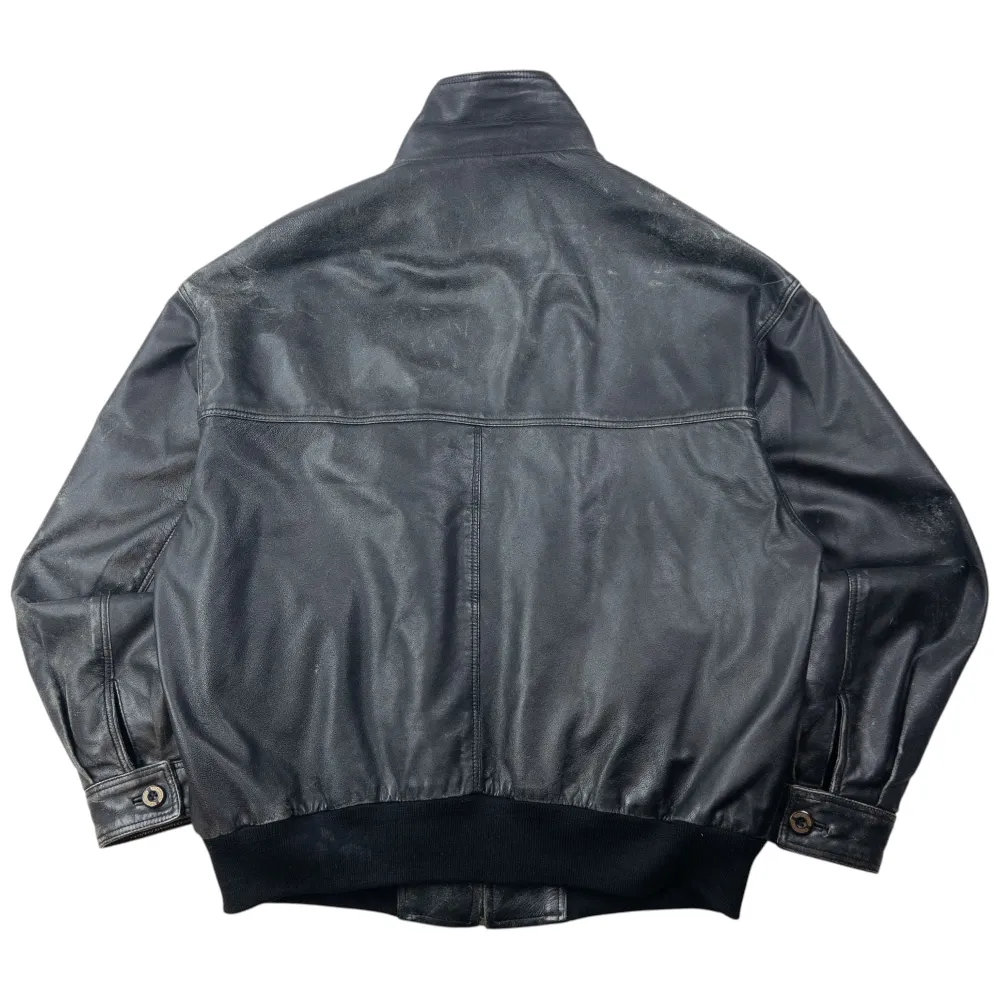 Vintage 2000s Burberry Nova Check Lined Leather Jacket Size L - 3