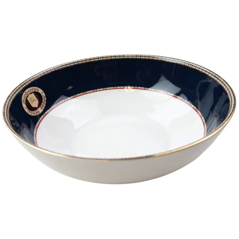Vintage 90s Burberry Nova Check Fine Bone China Salad Bowl