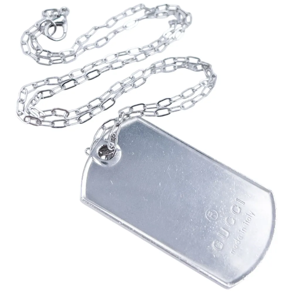 Vintage 2000s Gucci Embossed Dog Tag Necklace
