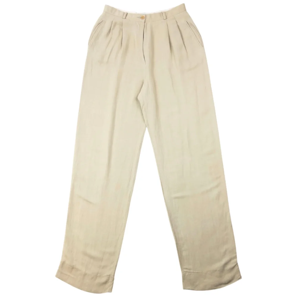 Vintage 80s Emporio Armani Linen Pleated Trousers Size W27