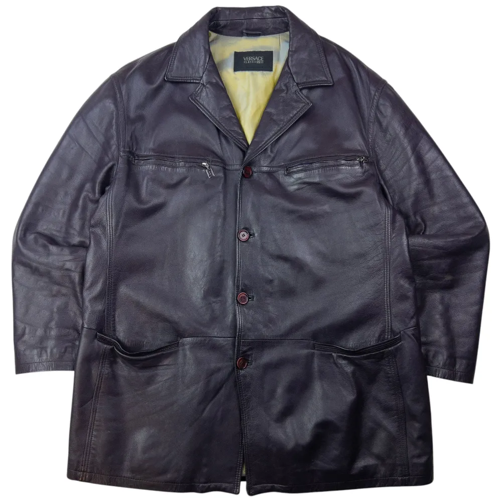 Vintage 2000s Versace Classic V2 Leather Jacket Size XXL