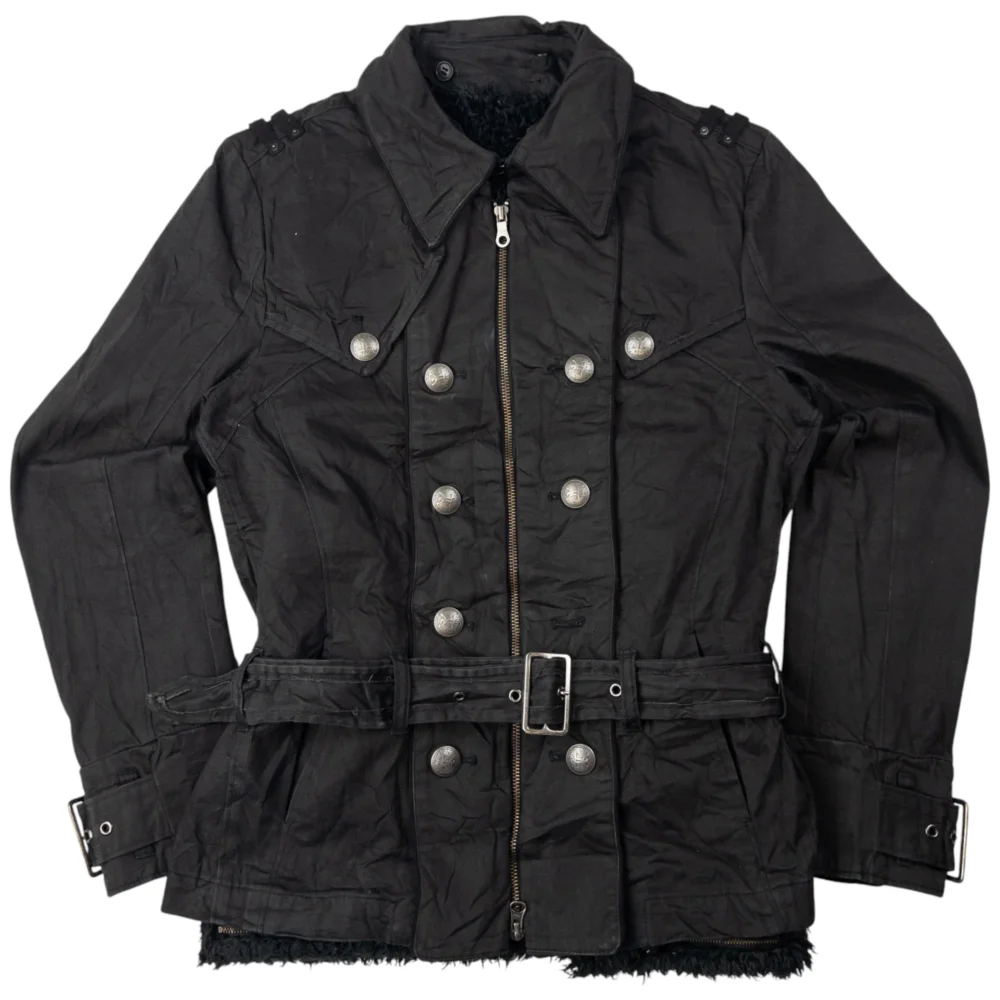 Vintage PPFM Fur Lined Zip Up Belted Jacket Womens Size M