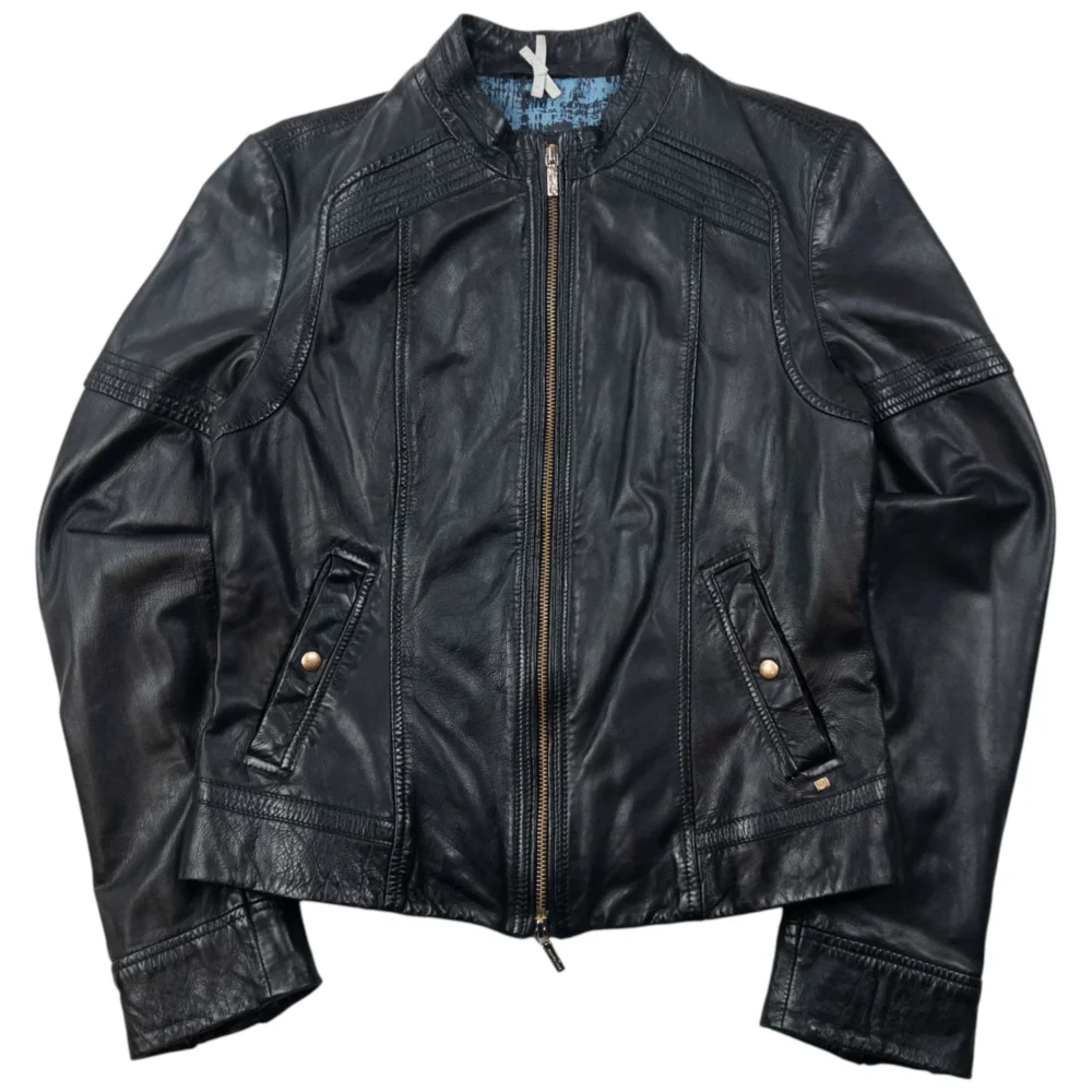 Vintage 2000s Hugo Boss Zip Up Leather Jacket Womens Size S
