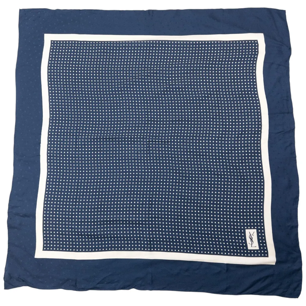 Vintage 80s YSL Yves Saint Laurent Polka Dot Silk Scarf