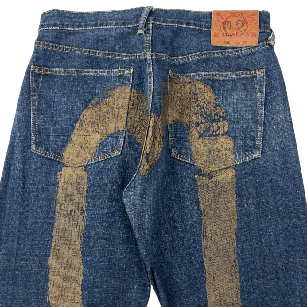 Vintage 2000s Evisu Painted Daicock Japanese Denim Jeans Size W31 - 2