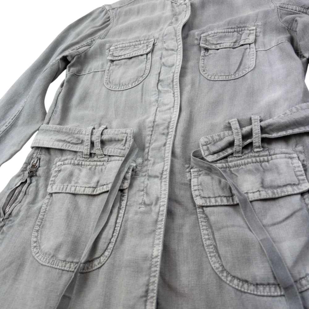 Vintage 2000s Prada Sport Belt Waist Linen Jacket Womens Size L - 5