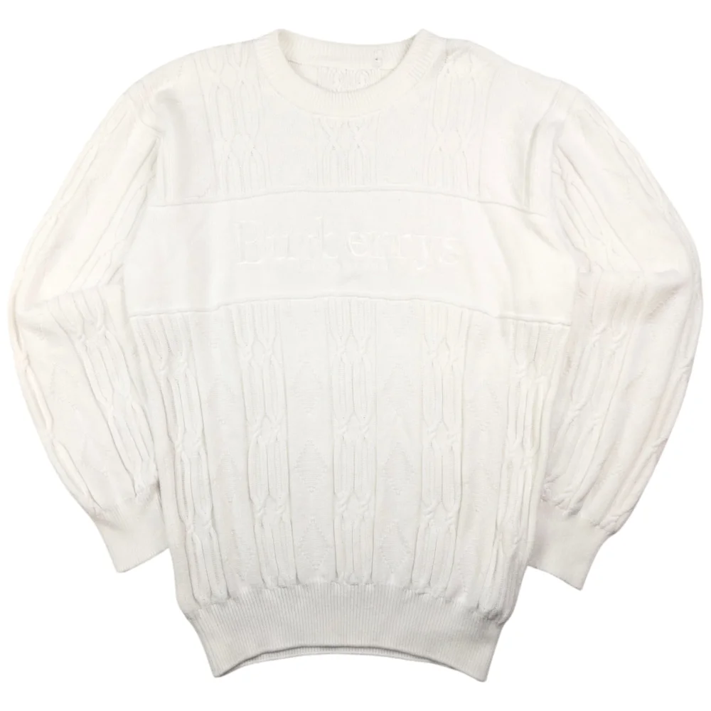 Vintage Burberry Embroidered Cable Knit Jumper Size S