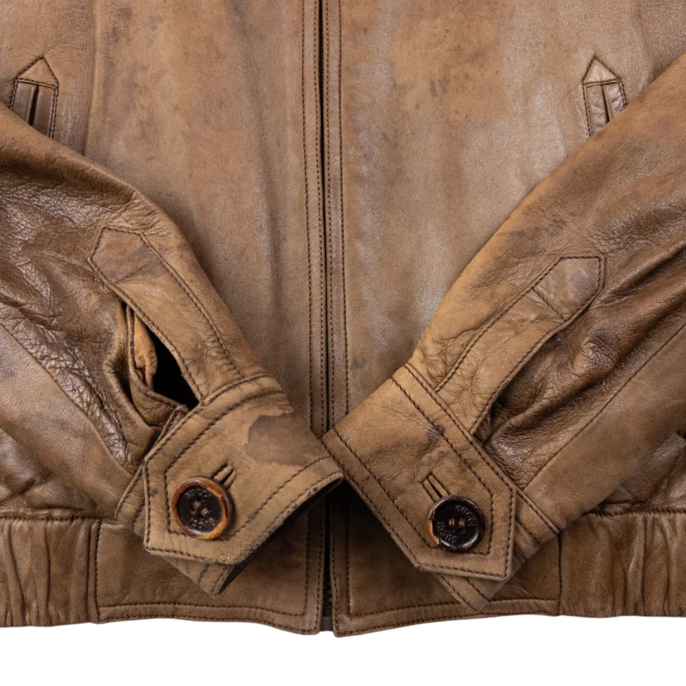 Vintage 80s Gucci Zip Up Leather Jacket Womens Size M - 5