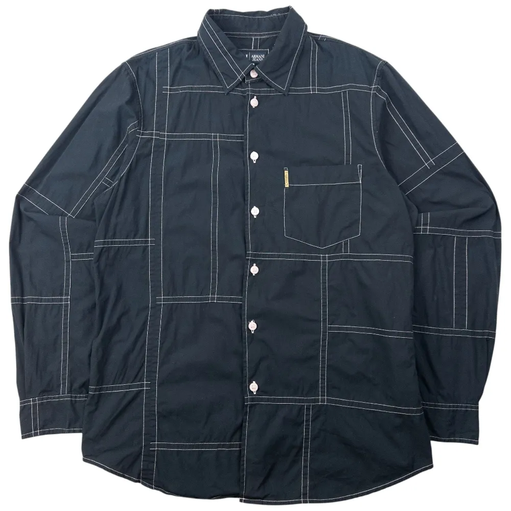 Vintage 2000s Armani Jeans Contrast Long Sleeve Button Up Shirt Size L