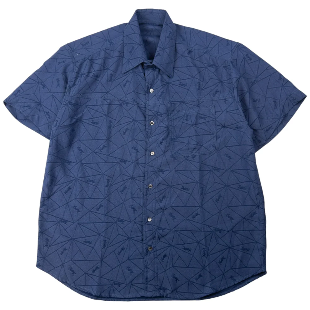 Vintage YSL Yves Saint Laurent Monogram Short Sleeve Button Up Shirt Size L