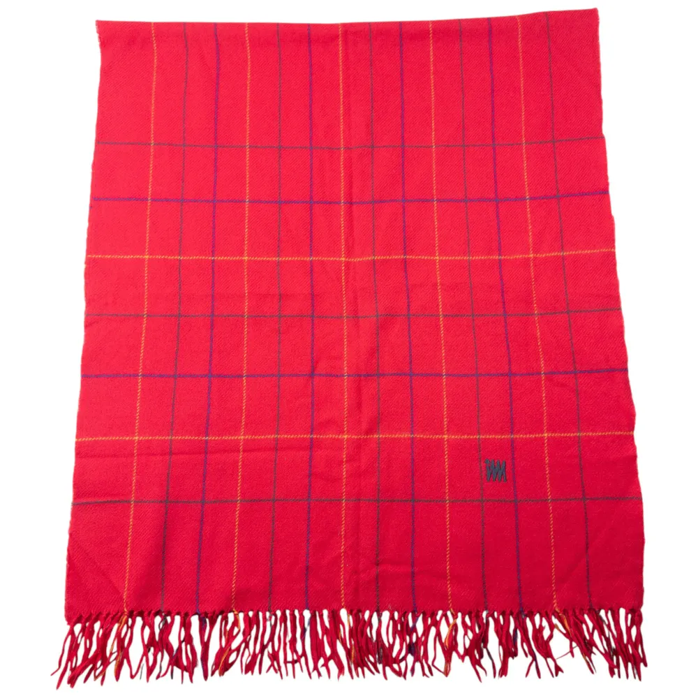 Vintage 2000s Issey Miyake Checkered Wool Tassel Scarf