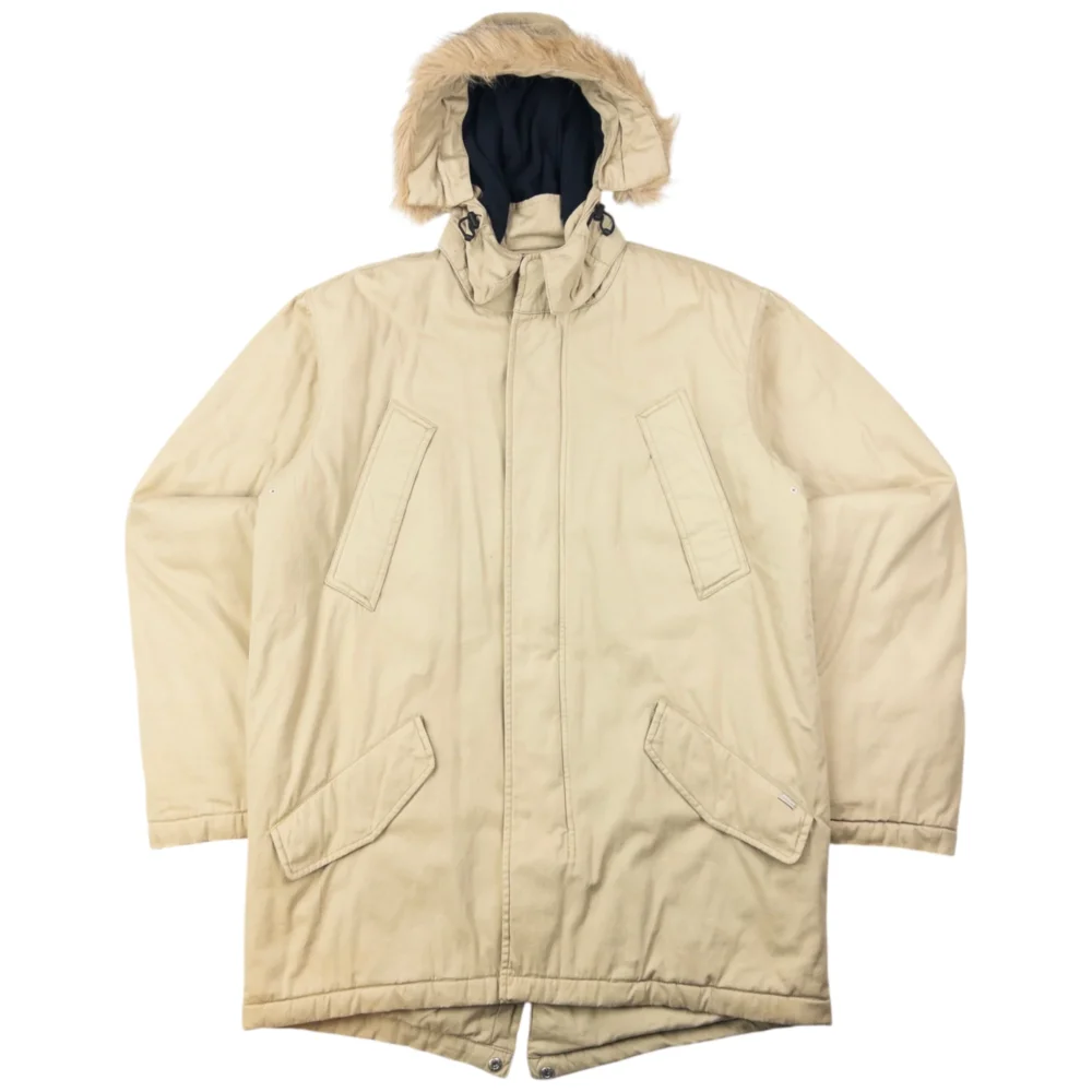 Vintage Stussy Fur Hood Padded Zip Up Jacket Size L