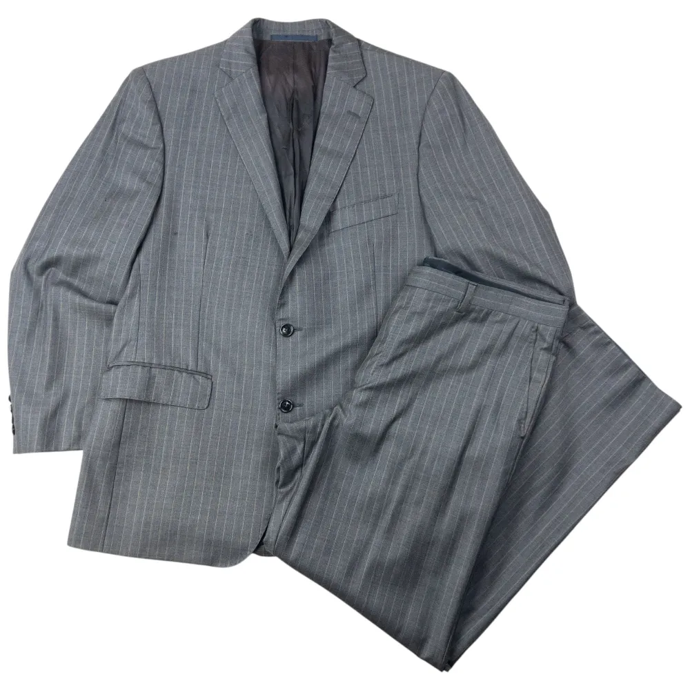 Vintage 2000s Burberry Striped Jacket & Trouser Suit Set Size XL