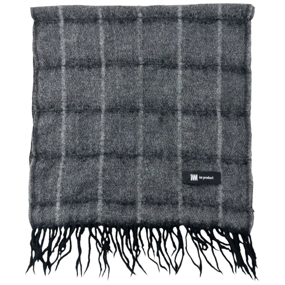 Vintage 2000s Issey Miyake Checkered Wool Tassel Scarf