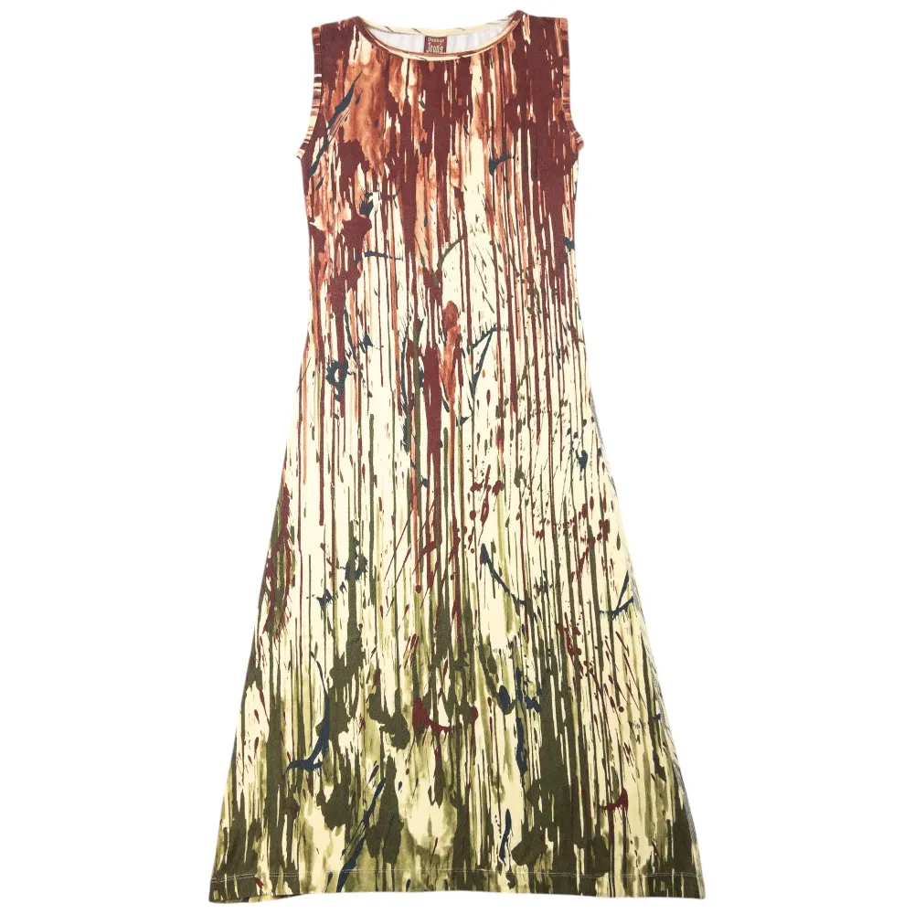 Vintage 1998 Jean Paul Gaultier Jean's Blood Drip Print Maxi Dress Womens Size L