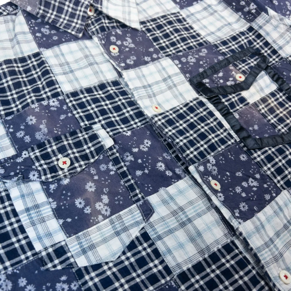 Vintage PPFM Patchwork Short Sleeve Button Up Shirt Size M - 4