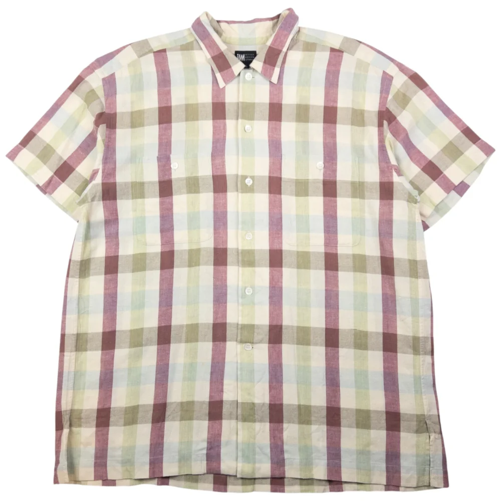 Vintage Issey Miyake Checkered Short Sleeve Button Up Shirt Size L