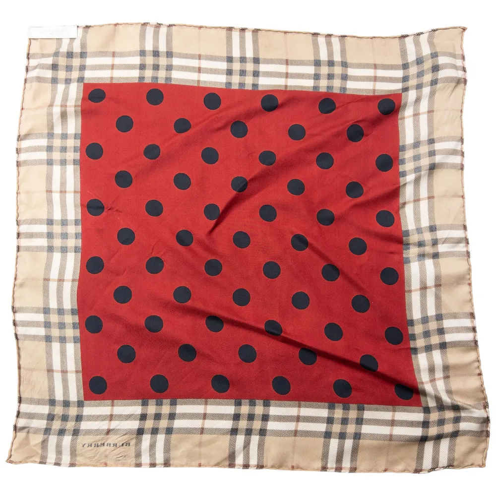 Vintage 2000s Burberry Nova Check Polka Dot Silk Scarf - 3