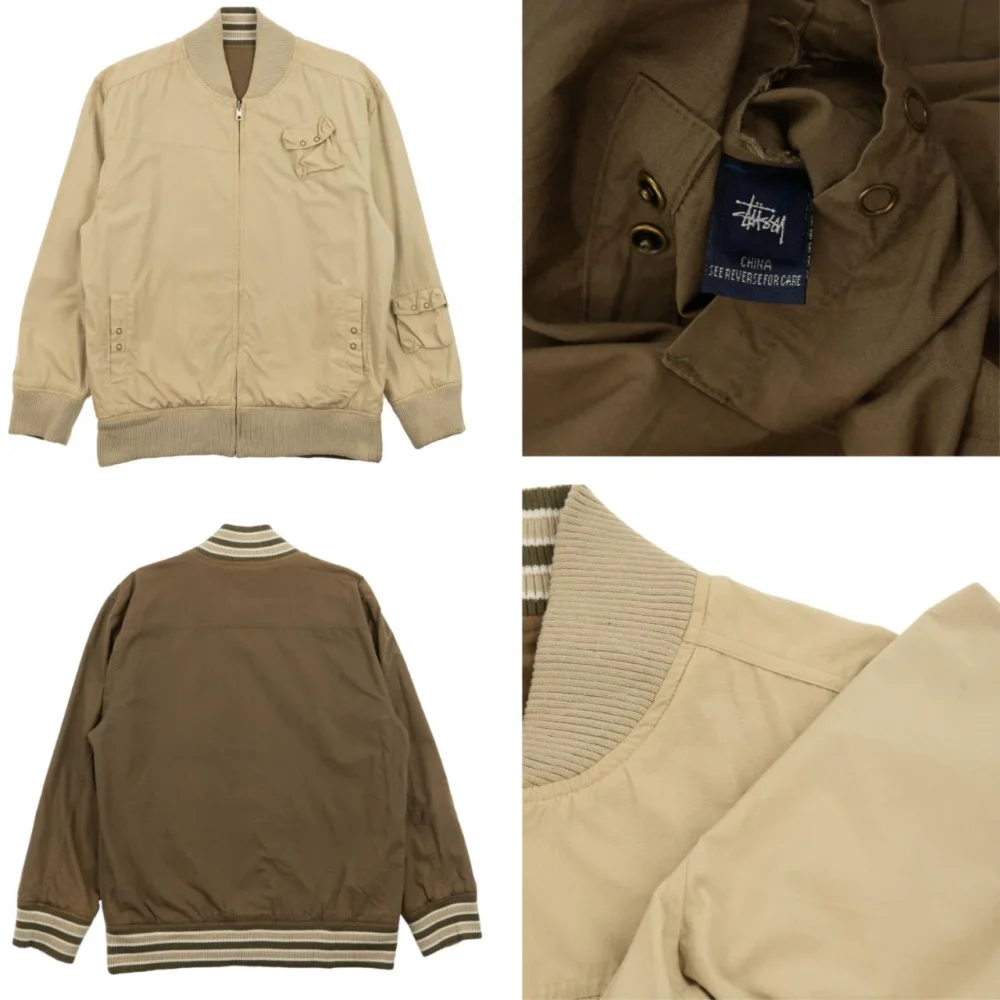 Vintage Stussy Multi Pocket Reversible Zip Jacket Size M - 4